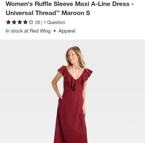 Universal Thread Maroon Ruffle Sleeve Maxi Dress